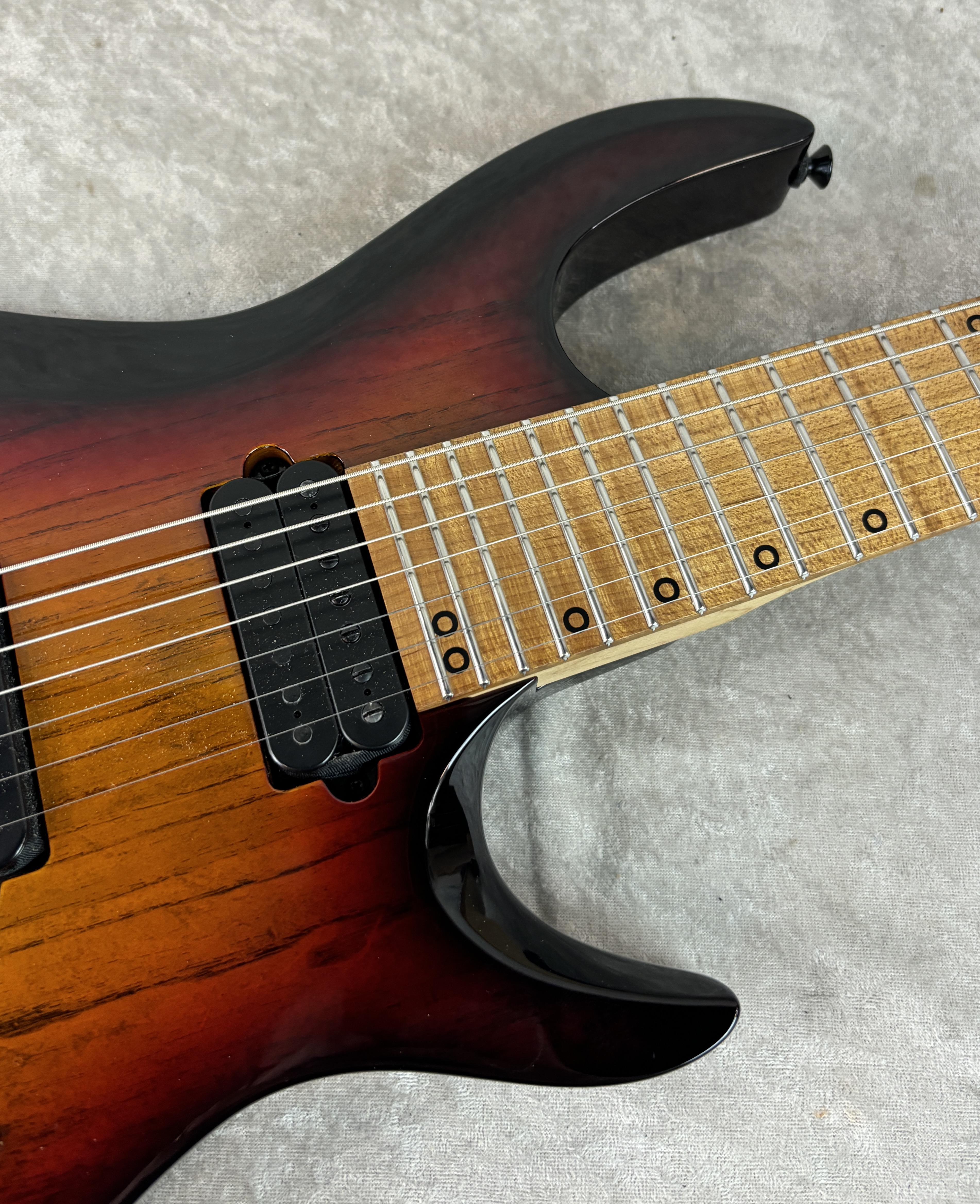 Kiesel A2 7 seven string electric guitar in sunburst finish with