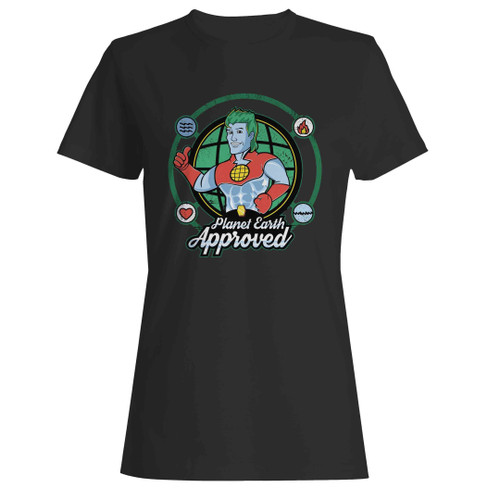 Save The Earth Geek Anime Nerd Captain Planet 80s Cartoon Planeteers Woman's T-Shirt