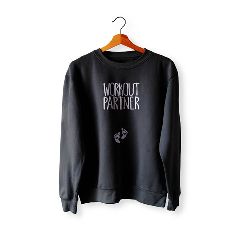 Workout Partner Pregnancy Announcement Maternity Pregger Crewneck Sweatshirt Sweater
