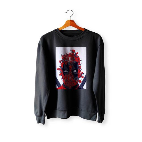 Deadpool Head Collage Crewneck Sweatshirt Sweater