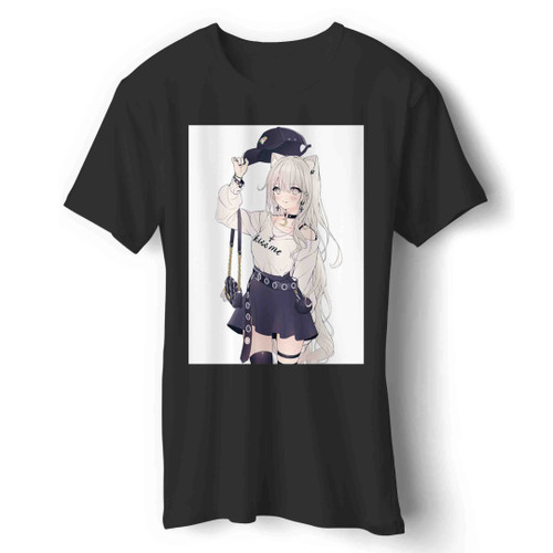 White Cat Girl Kiss Me Man's T-Shirt