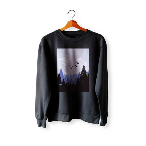 Flat Cold Blue Mountains Crewneck Sweatshirt Sweater