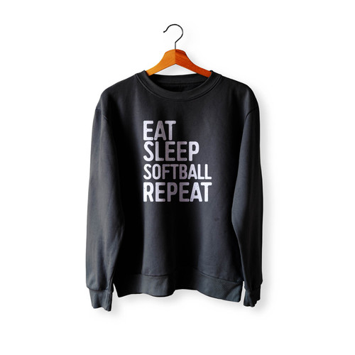 Eat Sleep Softball Repeat Crewneck Sweatshirt Sweater