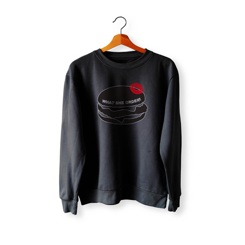 What She Order Kiss Burger Crewneck Sweatshirt Sweater