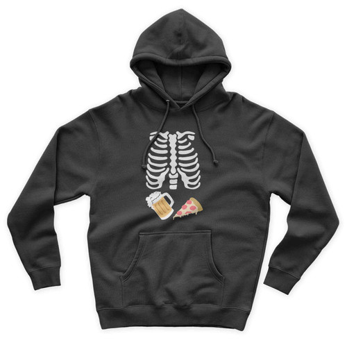 Beer And Pizza Skeleton Ribcage Xray Halloween Pregnancy Funny Unisex Hoodie