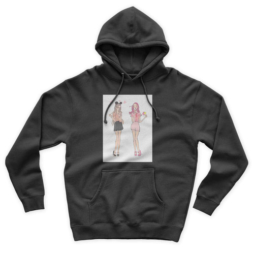 Cute Cartoon Girls With Smartphone And Ice Cream Unisex Hoodie