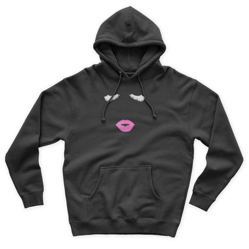 Eyelashes And Lips Eyelash Eyelashes Make Up Lipstick Lip Gloss Unisex Hoodie