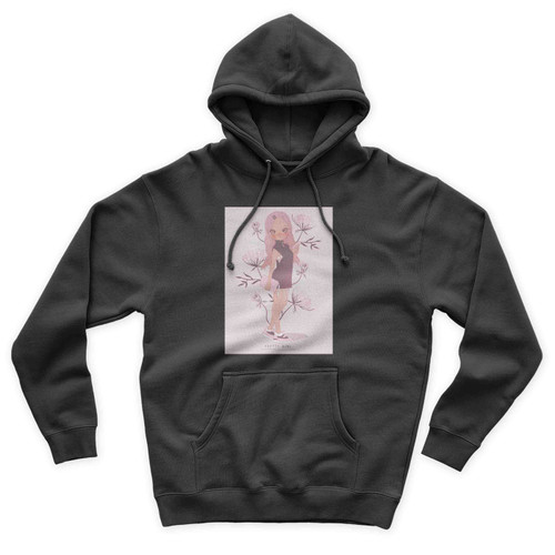 Hand Drawn Cute Girl Carrying Phone And Purse With Flower Unisex Hoodie