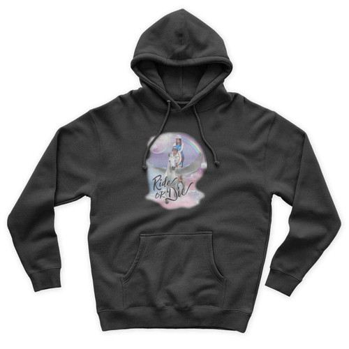 Ride Or Die Broad City Pegasus Fantasy Feminist Funny Rainbow Unisex Hoodie