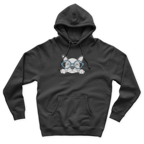 French Bulldog With Glasses Art Simple Vintage Art Funny Unisex Hoodie