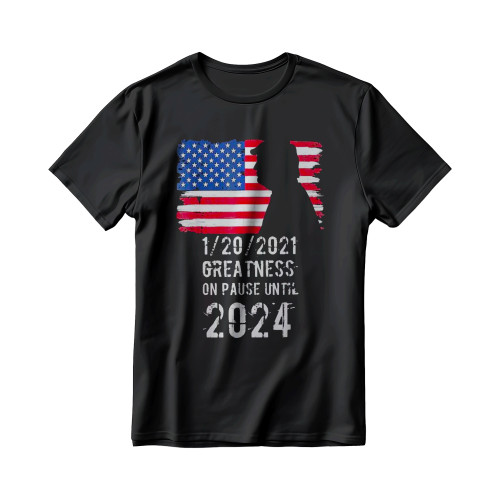 01 20 2021 Greatness On Pause Until 2024 Pro Donald Trump American Flag Men Tee