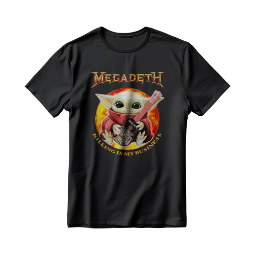 Star Wars Baby Yoda Hug Guitar Megadeth Killing Is My Business Men's T-Shirt