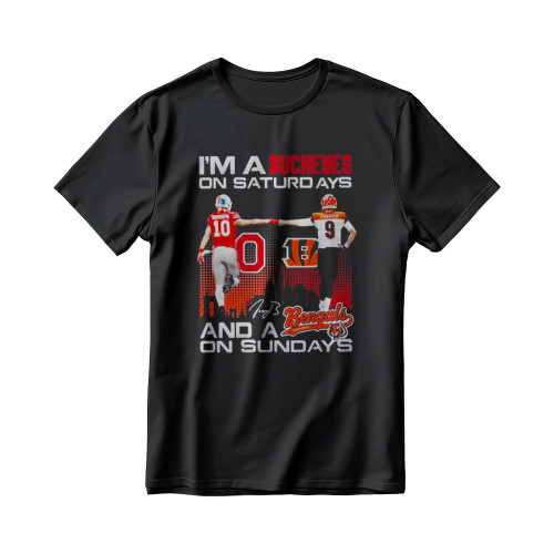 Joe Burrow Im A Ohio State Buckeyes On Saturdays And A Cincinnati Bengals On Sundays Signature Men's T-Shirt
