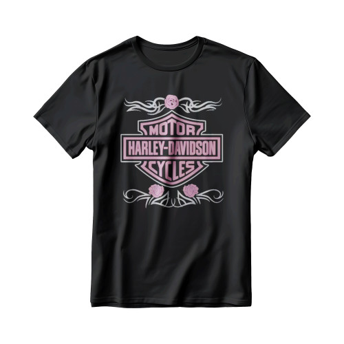 Pink Rose Motor Harley Davidson Cycles Men's T-Shirt