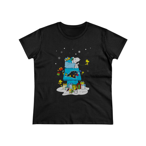 Carolina Panthers Santa Snoopy Wish You A Merry Christmas Women's T-Shirt