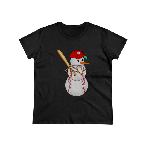Baseball Snowman Balls Snow Christmas Xmas Women's T-Shirt