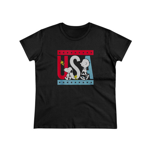 Peanuts Snoopy Americana Red White And Blue Usa Women's T-Shirt