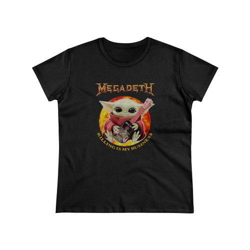 Star Wars Baby Yoda Hug Guitar Megadeth Killing Is My Business Women's T-Shirt