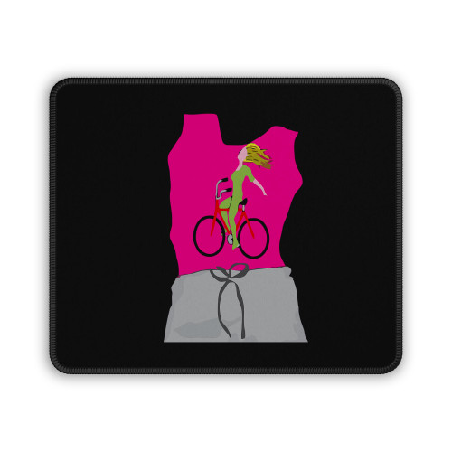 Female Model In Casual Outfit With Bike Gal Drawing On Shirt Mouse Pad