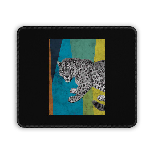 Leopard On Colorful Art Stripes Mouse Pad