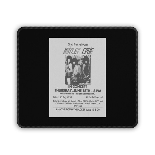 Motley Crue Concert Flyer 1981 Nevada Theatre Mouse Pad