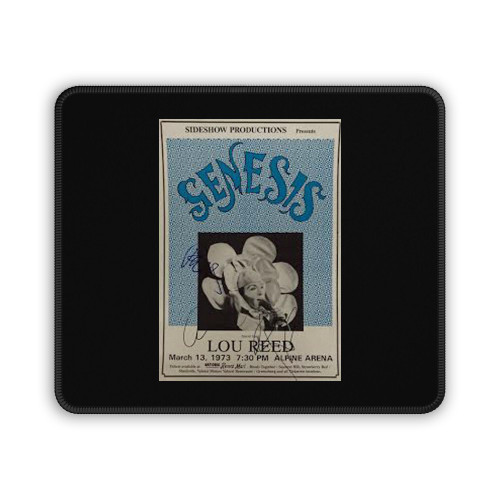 Phil Collins And Lou Reed Rare Dual Signed Original 1973 Concert Mouse Pad