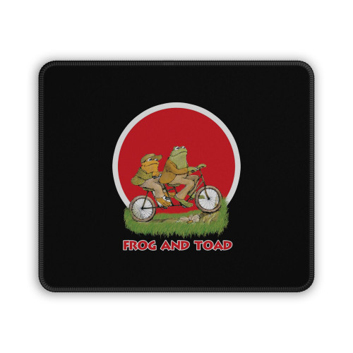 Frog And Toad On The Bike In Red Circle Mouse Pad