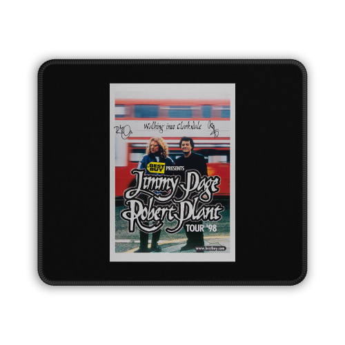 Led Zeppelin Jimmy Page And Robert Plant Signed Concert Mouse Pad