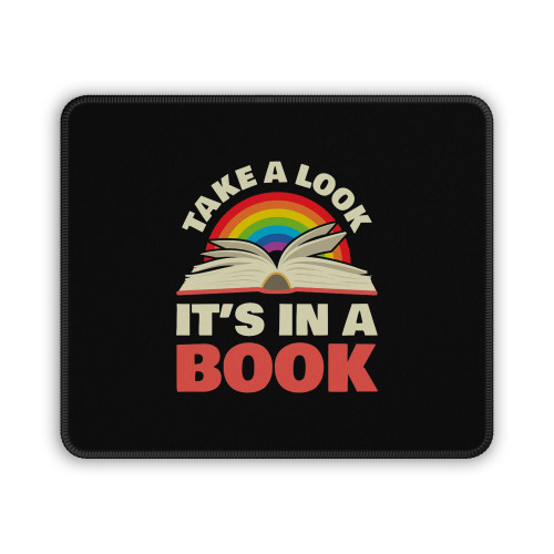 Take A Look It's In A Book Reading Vintage Retro Rainbow Books Lover Mouse Pad