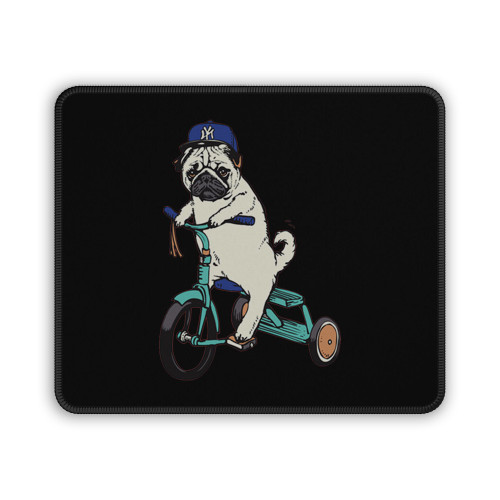 Pug Riding Bicycle Mouse Pad