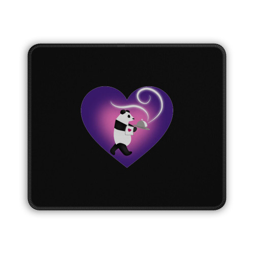 Purple Love Heart Pandas Mouse Pad