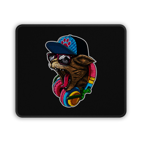 Crazy Dj Cat Design Mouse Pad