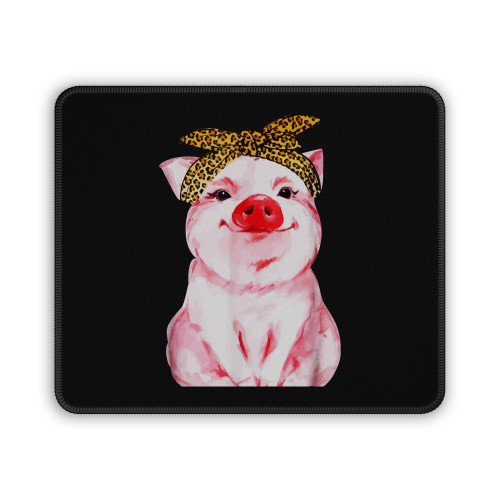 Cute Pig With Leopard Bandana Mouse Pad