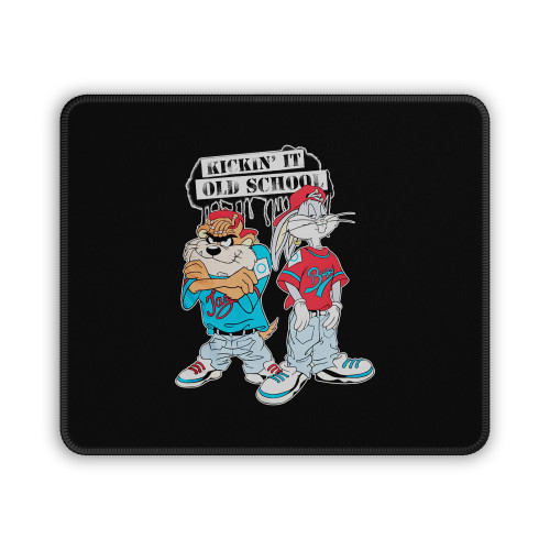 Taz And Bugs Bunny Kickin' It Old School Mouse Pad