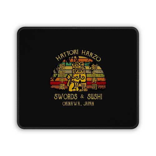 Hattori Hanzo Swords And Sushi Okinawa Japan Vintage Retro Mouse Pad