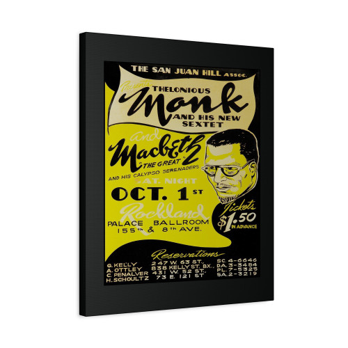 1949 Thelonious Monk Sextet Palace Ballroom Reproduction Concert Canvas Print Poster