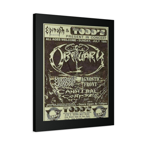 1992 Obituary Cannibal Corpse Malevolent Creation Agnostic Front Canvas Print Poster