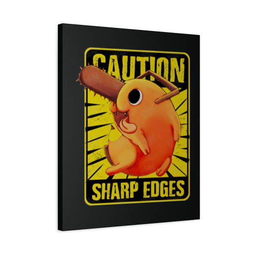 Caution Sharp Edges Pochita Chainsaw Man Canvas Print Poster