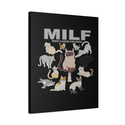 Cute Cats Milf Man I Love Felines Kids Vintage Canvas Print Poster