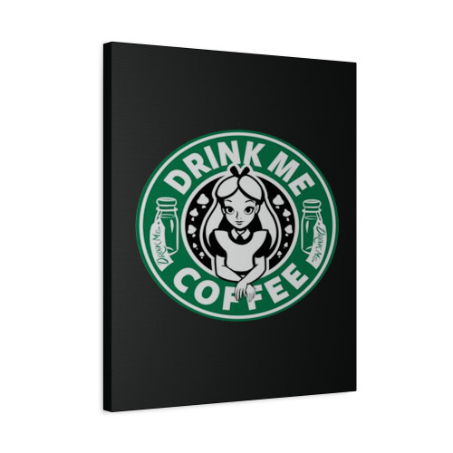 Alice In Wonderland Starbuck Parody Drink Me Coffee Canvas Print Poster