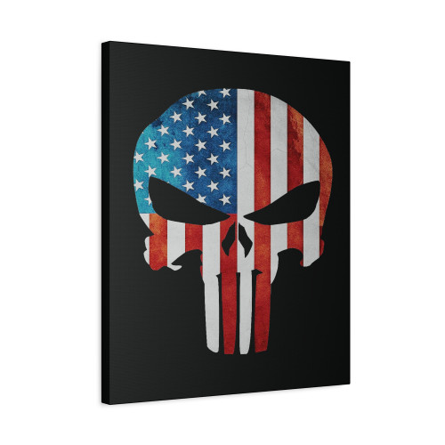 American Flag Punisher Skull Canvas Print Poster