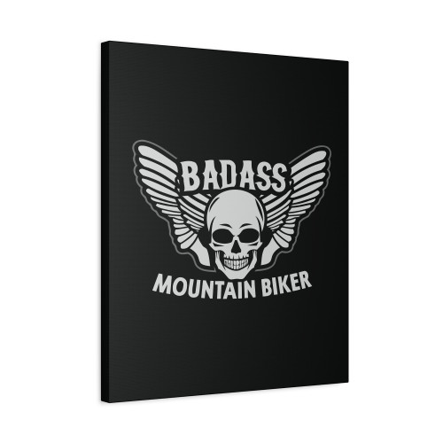 Badass Mountain Biker Skull With Wings Mountain Bike Canvas Print Poster