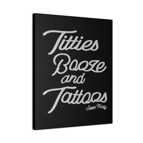 Booze And Tattoos Adult Canvas Print Poster