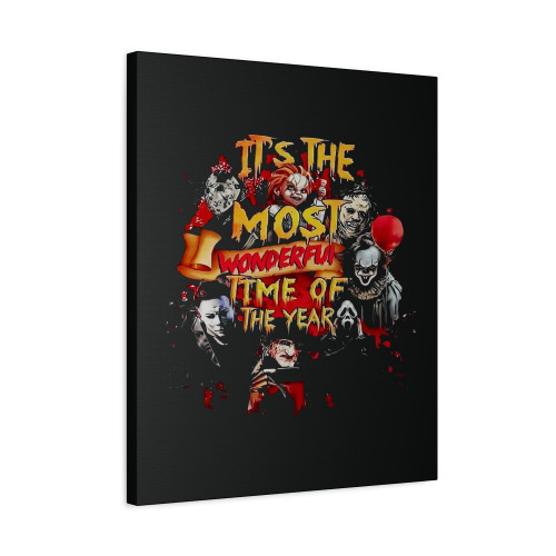 Chucky Jason Freddy Pennywise Halloween Most Wonderful Time Of The Year Canvas Print Poster