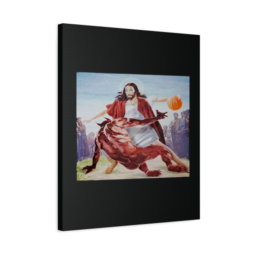 Jesus Crossing Up The Devil Christian Canvas Print Poster