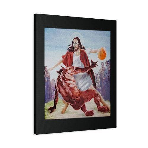 Jesus Crossing Up The Devil Christian  Canvas Print Poster