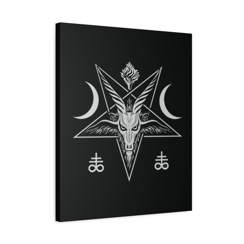 Baphomet Moon Symbol Distressed Canvas Print Poster