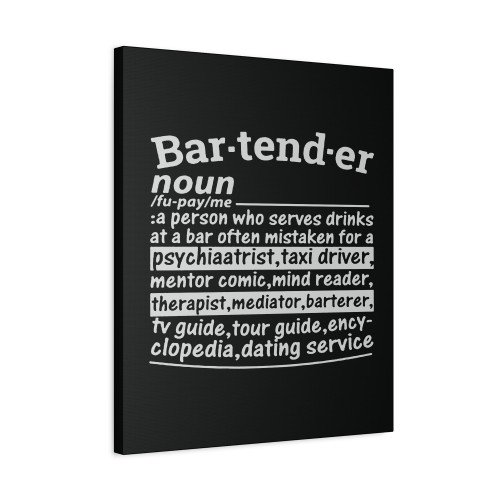 Bartender Noun Definition Funny Canvas Print Poster