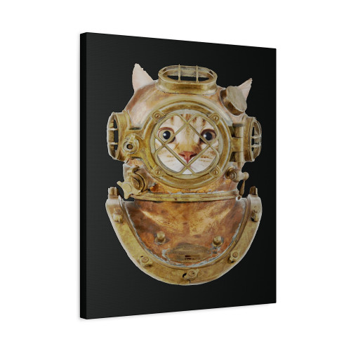 Cat Diver Canvas Print Poster