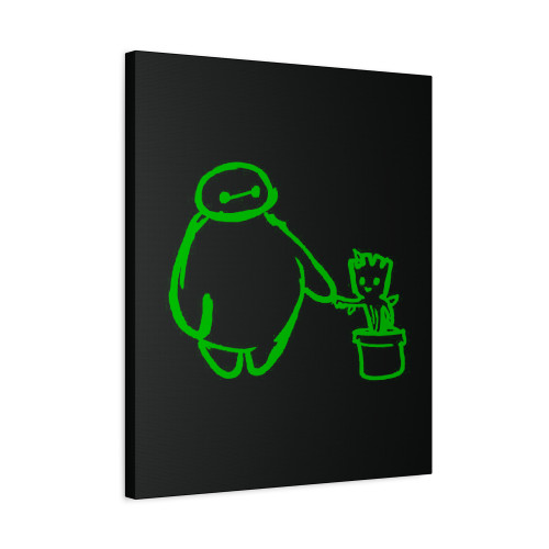 Chibi Baymax And Groot Canvas Print Poster